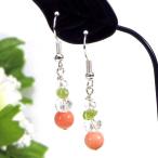 ピンクコーラル・珊瑚＆水晶ビーズピ...