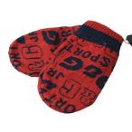 DOLCE&GABBANA ドルチェ＆ガッバーナ ミトン手袋 ニット手袋 LN2064 OL82H R0046 レッド×ネイビー 全面ロゴ 2Uサイズ ジュニアサイズ キッズ 子供用