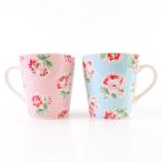 大特価 キャスキッドソン☆人気のマグカップ☆バラ2個セット ブルー・ピンク コップ 陶器 花柄 616379