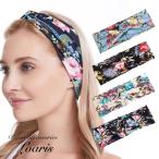 ターバン ヘアバンド アジアン フラワー ペイズリー柄 クロスターバン ヘアバンド スポーツ ヨガ