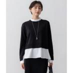 23区 【洗える】シャツ コンビネーション ニット （ブラック系）
