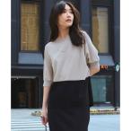23区 【洗える】レーヨンポリエステルストレッチ ドルマン ニット （ベージュ×ブラック）