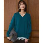 23区 【洗える】カシミヤブレンド Vネック ニット （ピーコックグリーン系）