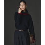 23区 【洗える】ウールカシミヤ コンビカラー オフタートル ニット （ネイビー系）