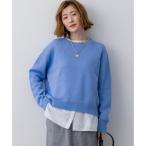 23区 コットンギマ クルーネック ニット （スカイブルー系）