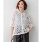 23区 エンブロイダリーレース ポロ ニット （ホワイト系）