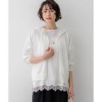 23区 シャイニーシアーニット ジップアップ パーカー （ホワイト系）