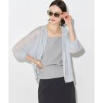 23区 シャイニーシアーニット ジップアップ パーカー （スカイブルー系）