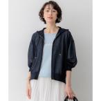 23区 シャイニーシアーニット ジップアップ パーカー （ネイビー系）