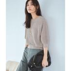 23区（大きいサイズ） ピュアリネン パフスリーブ ニット （ベージュ系）