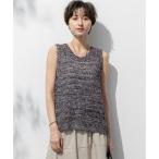 23区（大きいサイズ） 【洗える】テープミックススカシ ノースリーブ ニット （ダークブラウン系）