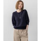 23区（大きいサイズ） 【洗える】ルレックスバルキー5分袖 ラメ ニット （ネイビー系）