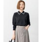 23区（大きいサイズ） 【洗える】ウーステッドウール ポロニット （ブラック系）