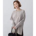 23区（大きいサイズ） 【洗える】カシミヤブレンド サイドジップ  ニットチュニック （ベージュ系）