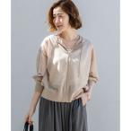 23区（大きいサイズ） シャイニーシアーニット ジップアップ パーカー （ベージュ系）