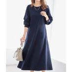 ショッピングワンピ アロッタ Alotta フワぽかエンボス裏起毛ワンピ （ネイビー）