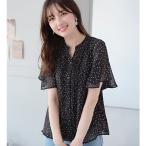 アロッタ Alotta 【接触冷感】インナー付ピンタックデザインブラウス【イエベ・ブルべ】 (ドット柄)