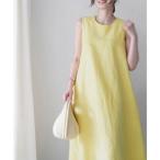 リネンワンピース ノースリーブ 韓国風夏