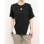 アディダス adidas レディース 半袖機能Tシャツ カラーブロック 半袖Tシャツ JP0007 (ブラック)
