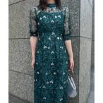 アイティ aity アンティーク刺繍レースドレス 結婚式 パーティードレス オケージョンドレス 同窓会 お呼ばれワンピース （ダークグリーン）