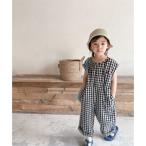 アイモハ aimoha aimohaーKIDSー 韓国子供服 ギンガムチェックノースリーブオールインワン （ブラック）