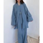 アイモハ aimoha ダブルガーゼバスローブ2点セット （ネイビー）