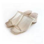 アミアミ AmiAmi ミュール シースルー スクエアトゥ シアー パイピング サンダル レディース 靴 チュール KK2007 （ゴールド）