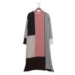 アンナニコラ Anna Nicola パッチワークニットワンピース （ライトグレー）