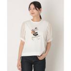 アンナニコラ Anna Nicola ショッピンングウーマンシアースリーブTシャツ （オフホワイト）