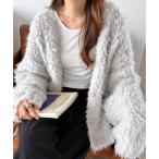 ショッピングアンドミー アンドミー andme シャギー 起毛 長袖 ニット カーディガン （グレー）