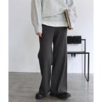 ショッピングアンドミー アンドミー andme ストレッチリブニットワイドパンツ ウエストゴム （杢チャコールグレー）