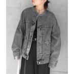 ショッピングアンドミー アンドミー andme オーバーサイズ ノーカラー デニム ツイル ジャケット （ケミカルブラック）