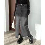 ショッピングアンドミー アンドミー andme センタースリット デニム タイト スカート （ブラックケミカル）