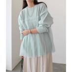 ショッピングアンドミー アンドミー andme チュール ドッキング ビスチェ風 ニット トップス （グレーブルー）