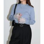 ショッピングアンドミー アンドミー andme チュール シアー 袖 フリル 長袖 リブ ニット トップス （ブルー）