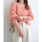 ショッピングアンドミー アンドミー andme シアー シャギー 起毛 ニット トップス （ピンク）