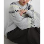 ショッピングアンドミー アンドミー andme ノルディック柄 長袖 ニット トップス （グレー）