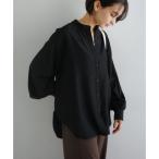 ショッピングアンドミー アンドミー andme ノーカラー シャツ ブラウス evernavy エバーネイビー （ブラック）