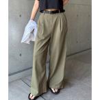 ショッピングアンドミー アンドミー andme レーヨンリネンタックワイドパンツ ウエストゴム （ライトカーキ）