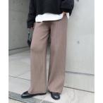 ショッピングアンドミー アンドミー andme ストレッチリブニットワイドパンツ ウエストゴム （グレージュ）