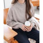 ショッピングアンドミー アンドミー andme 天竺編み長袖ハイネックニットトップス セーター （グレージュ）