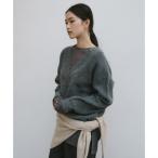 ショッピングアンドミー アンドミー andme アクリル ポリエステル ストレッチ 7G 片畦 Vネック ニット トップス （グレー）