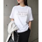 ショッピングアンドミー アンドミー andme フレンチ ロゴプリント 半袖 Tシャツ （オフホワイト×ブラウン）