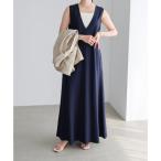 ショッピングアンドミー アンドミー andme Vネック ポンチ ワンピース フレア （ネイビー）