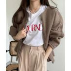 ショッピングアンドミー アンドミー andme ブークレ ノーカラー ブルゾン （モカ）