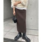 アンドミー andme リブニットロングスカート （ブラウン）