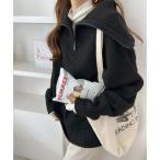 ショッピングアンドミー アンドミー andme セーラーカラーハーフジップニットトップス （ブラック）