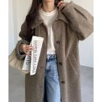 ショッピングアンドミー アンドミー andme フェイクリングウール ロングコート （ブラウン）
