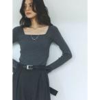 アニュアンス anuans シルクカシミアブレンドデコルテリブニット （GREY）