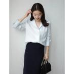 アニュアンス anuans ダブルサテンショールカラーブラウス （SAX）